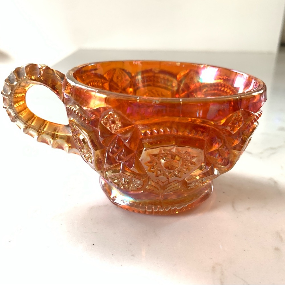 Vintage Imperial Hobstar Carnival Glass Punch Cups / Tea Cup Marigold Iridescent